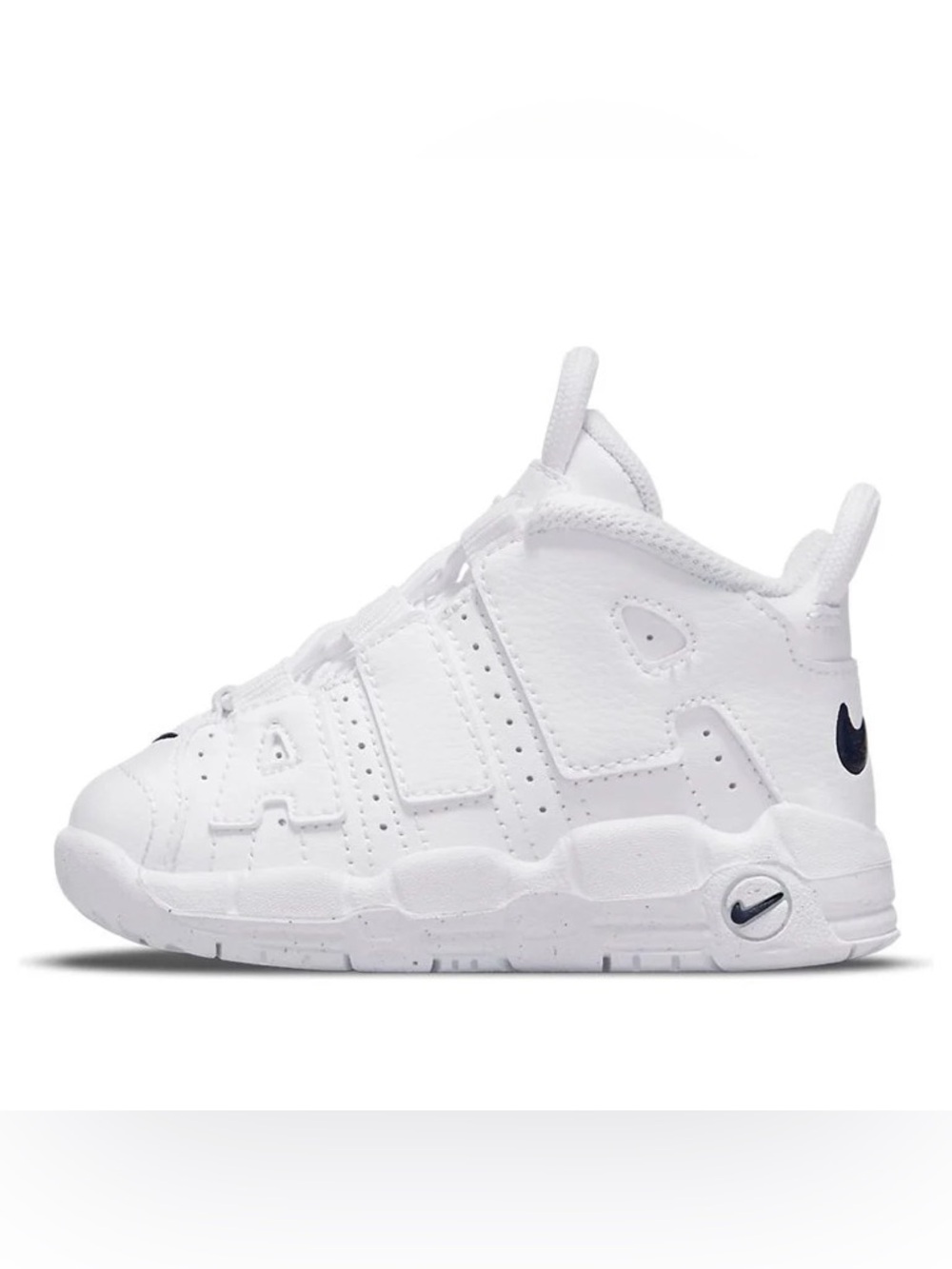 EUC NIKE Air More Uptempo (TD) White/Midnight Navy-White